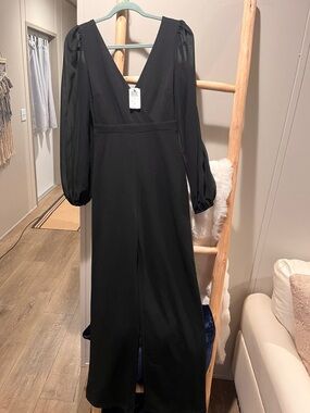 Windsor Black V-Neck Long Sleeve Jumpsuit